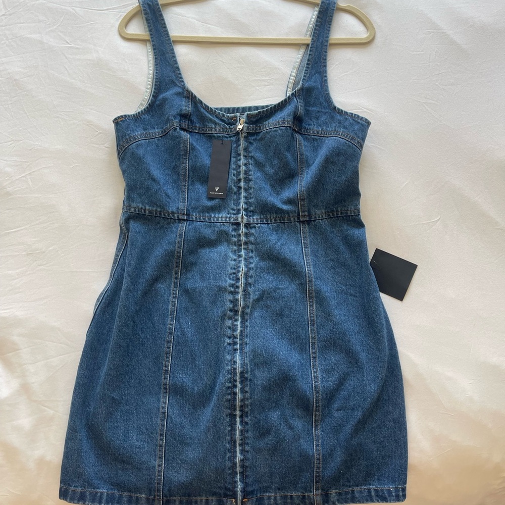 Lulu's Zip- Front Denim Mini Dress